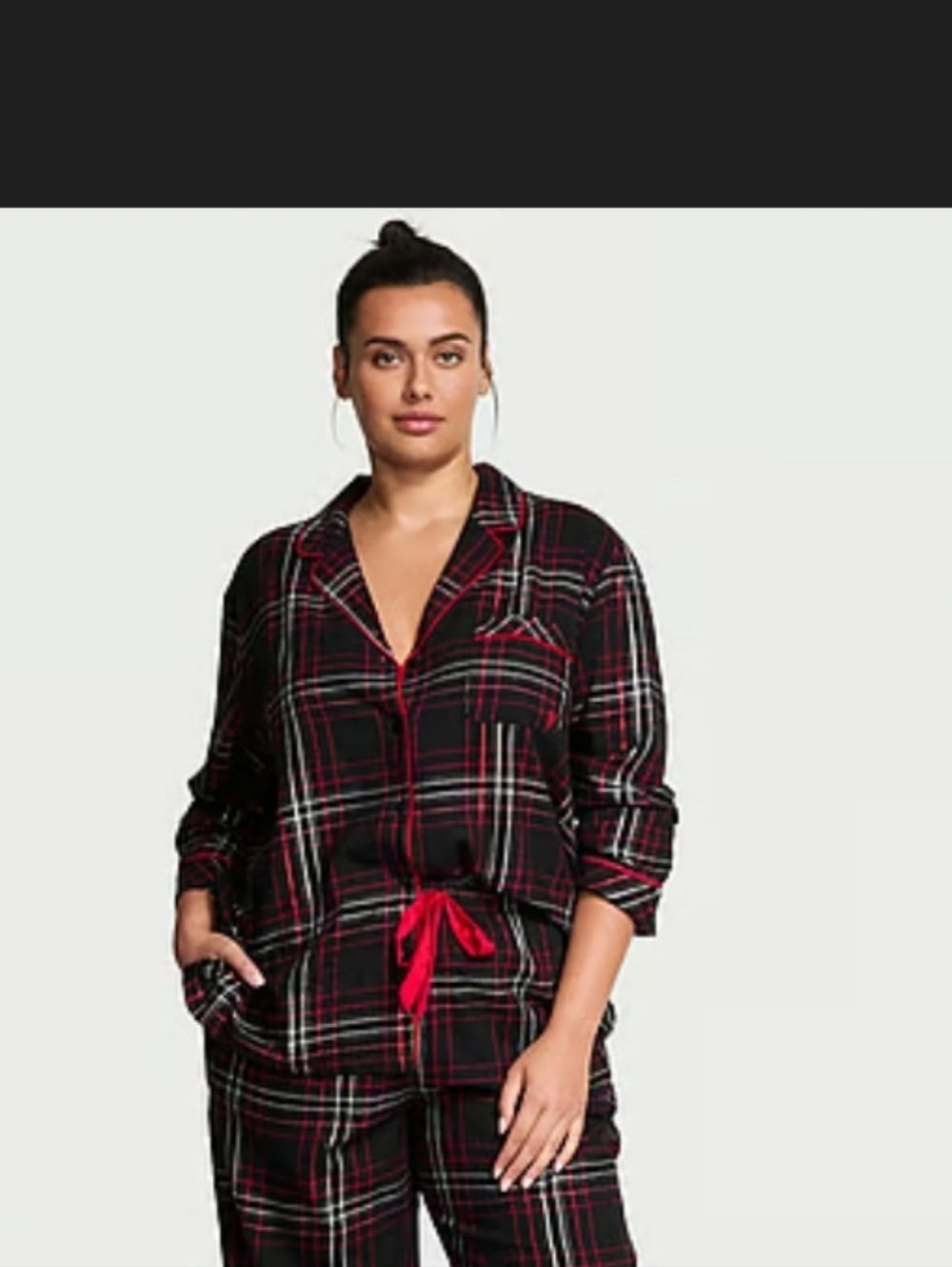 Victoria's Secret Black and Red Plaid Long Pajama Set